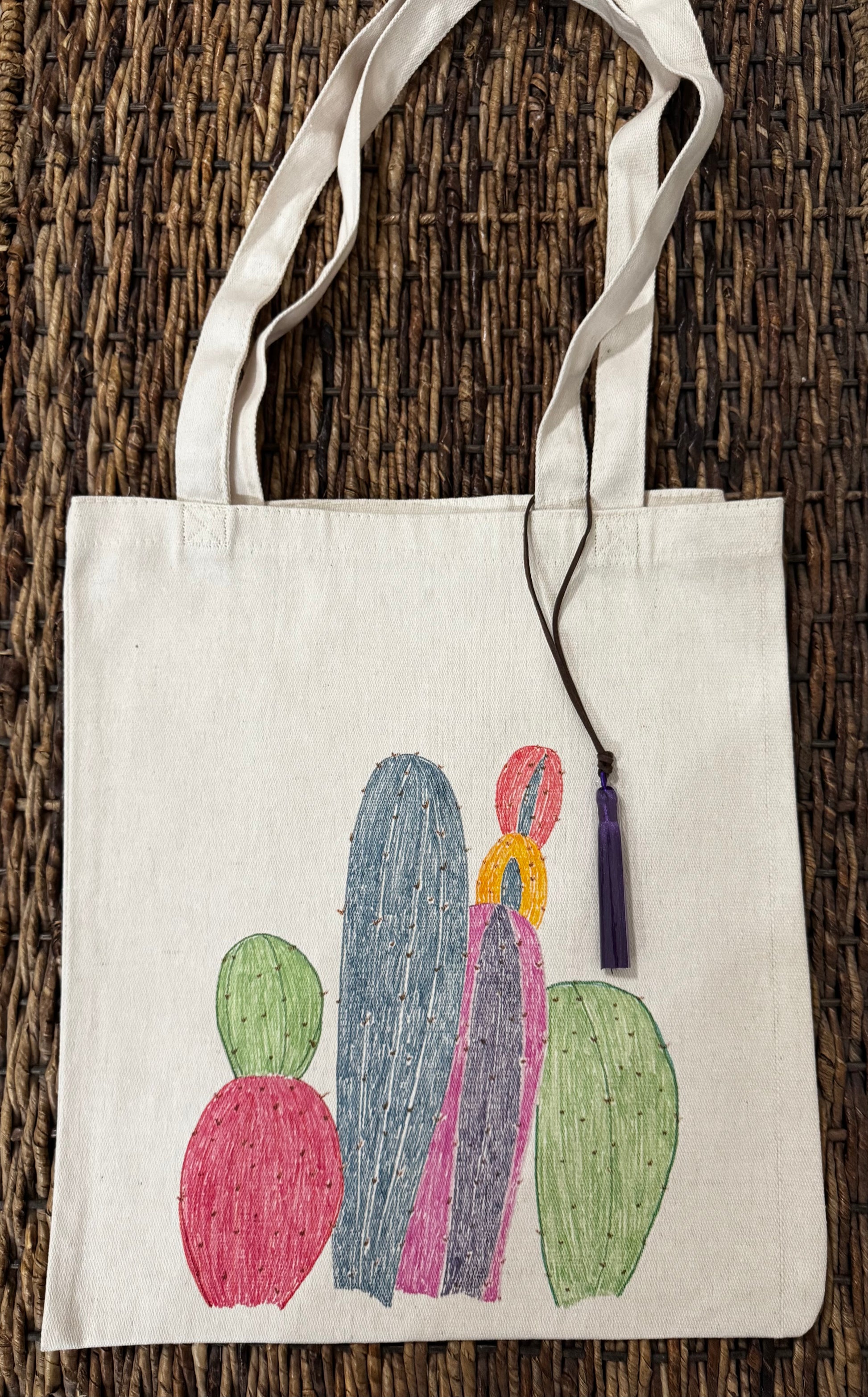 Tote Bag Hand Drawn Cactus Design