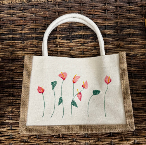 Mini Bag with Hand Draw Flowers