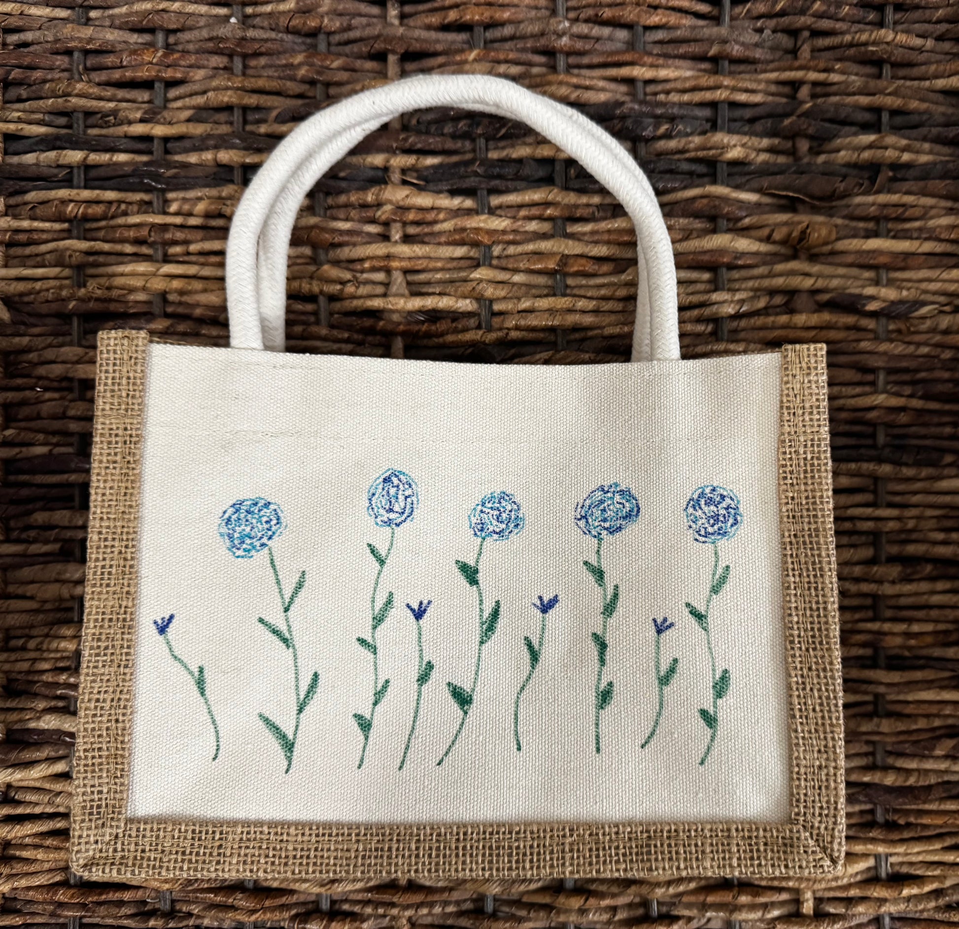 Mini Bag with Hand Draw Flowers