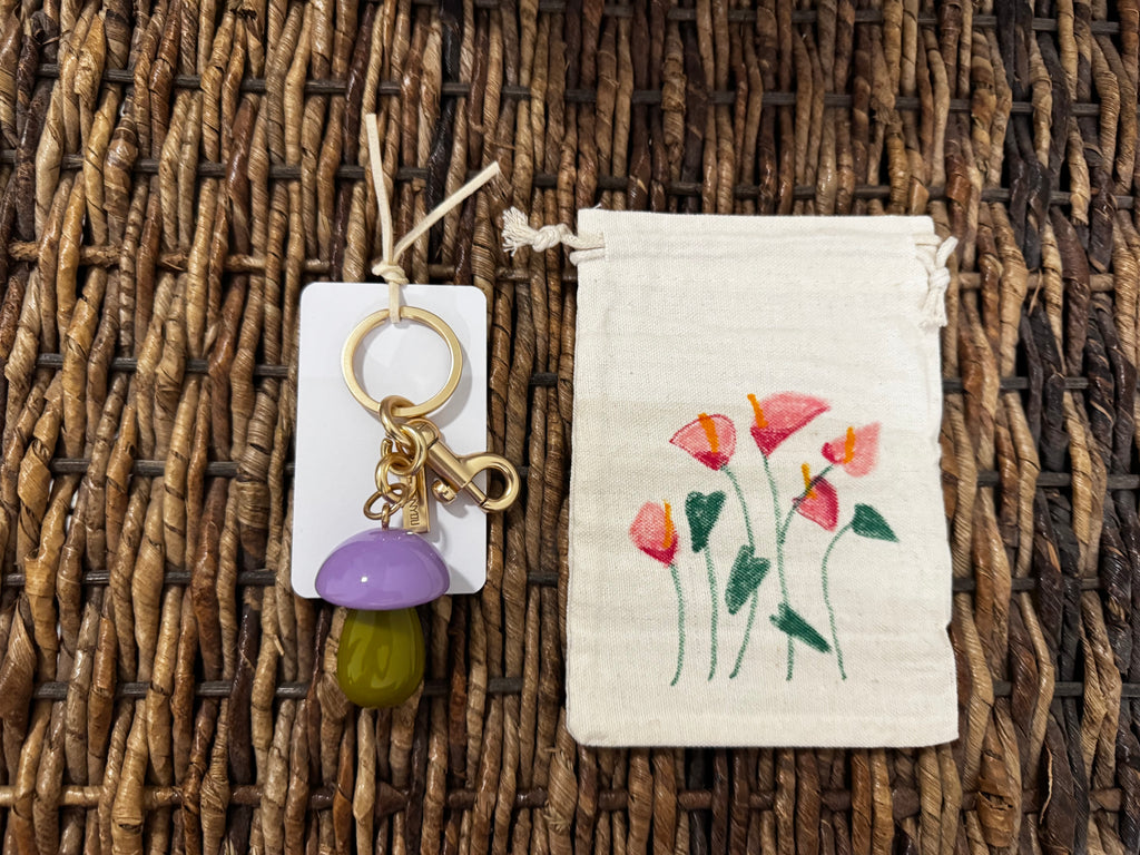 Small Bag with Small Mushroom Keychains